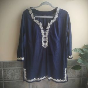 Women's Lands' End V-Neck Lace Tunic